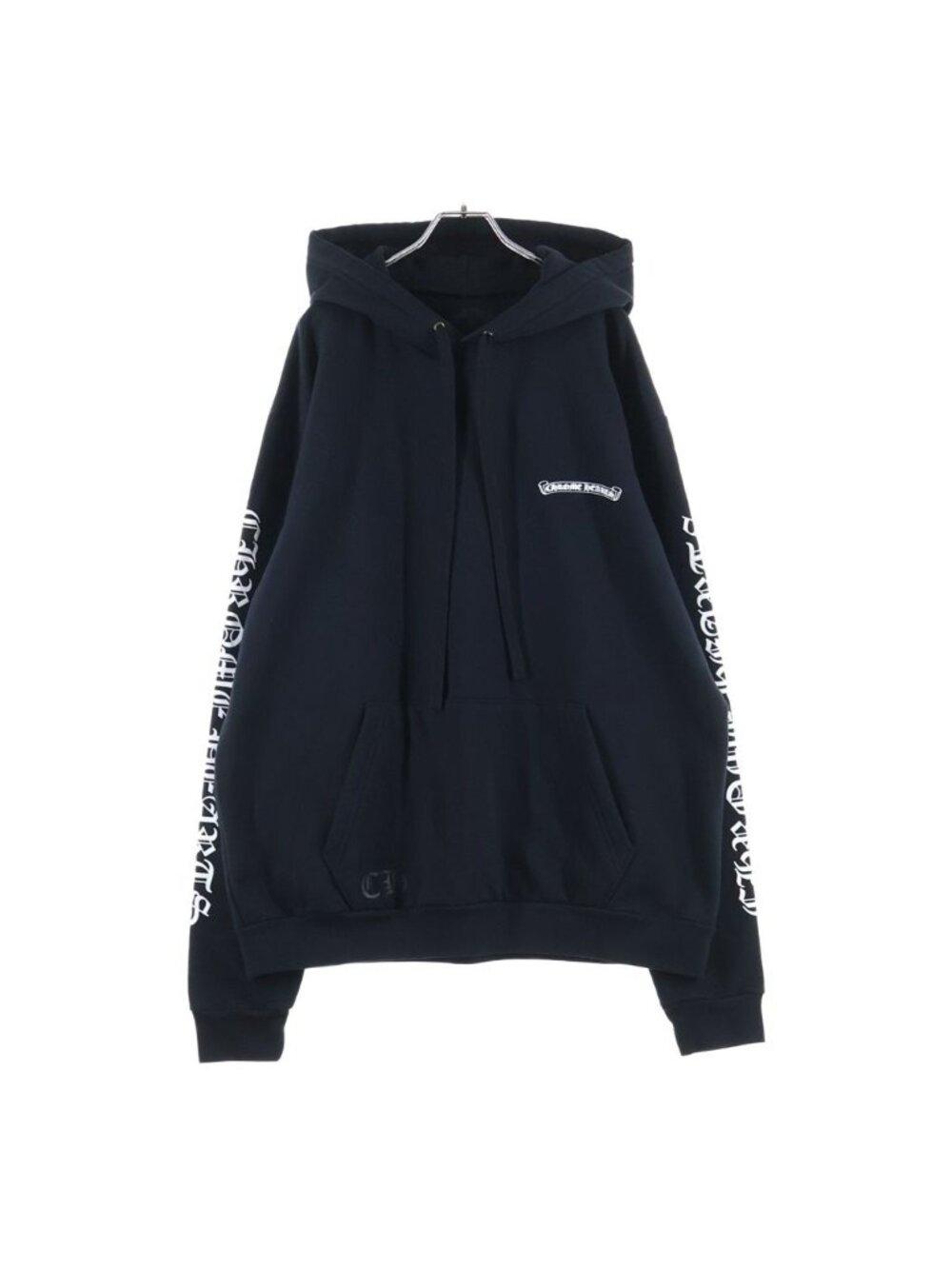 Chrome Hearts Scroll Label Logo Sleeve English Print Pullover Hoodie Black